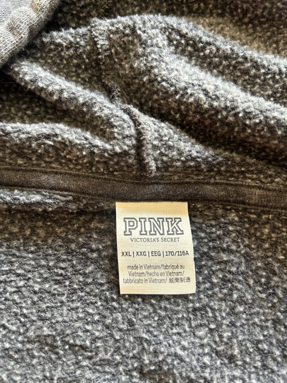 PINK Victoria's Secret Gray Full-Zip Hooded Sweatshirt with Floral Accents - Picture 2 of 13
